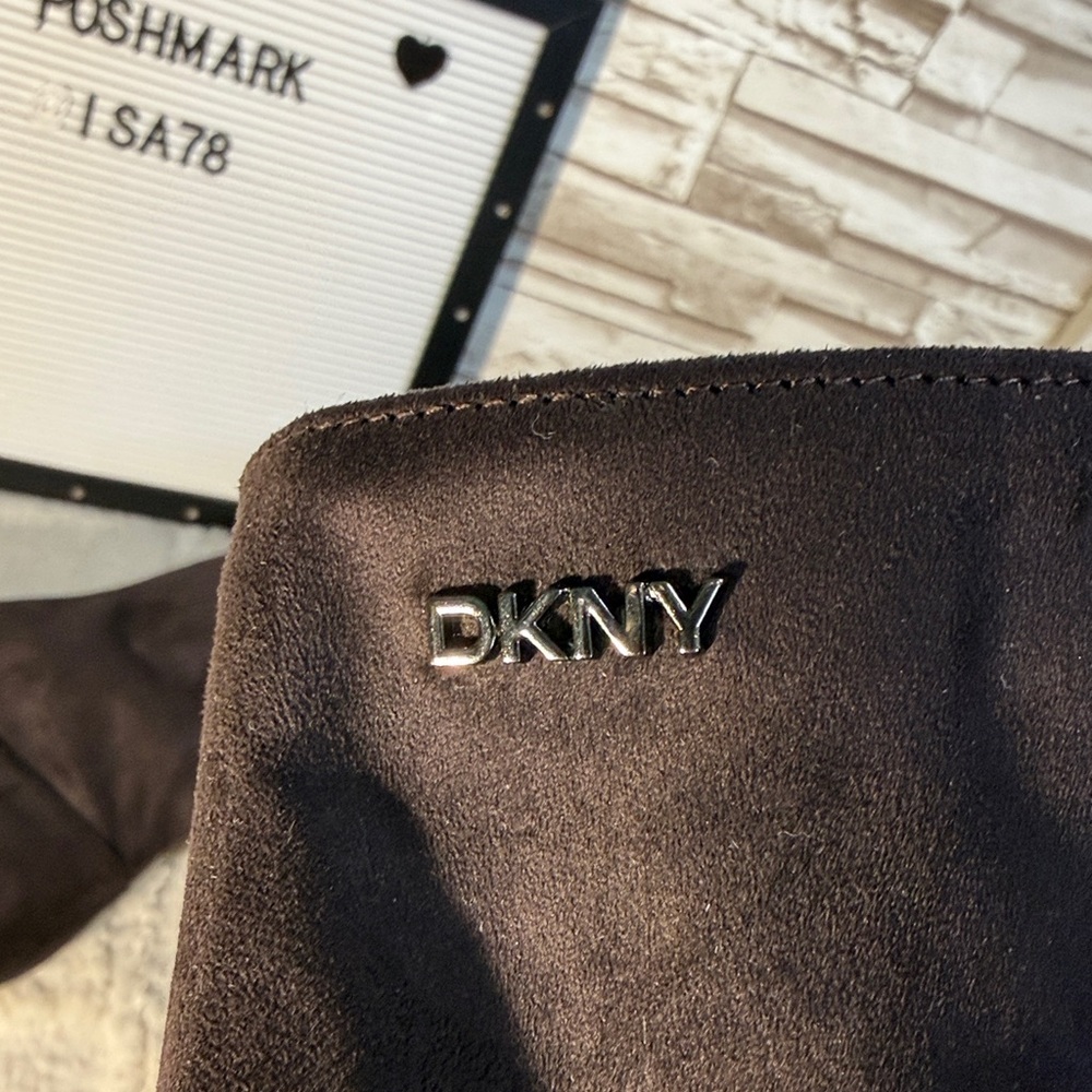 DKNY Women's SALEM 11 Dark Brown Suede Heeled Boots - Picture 7 of 11